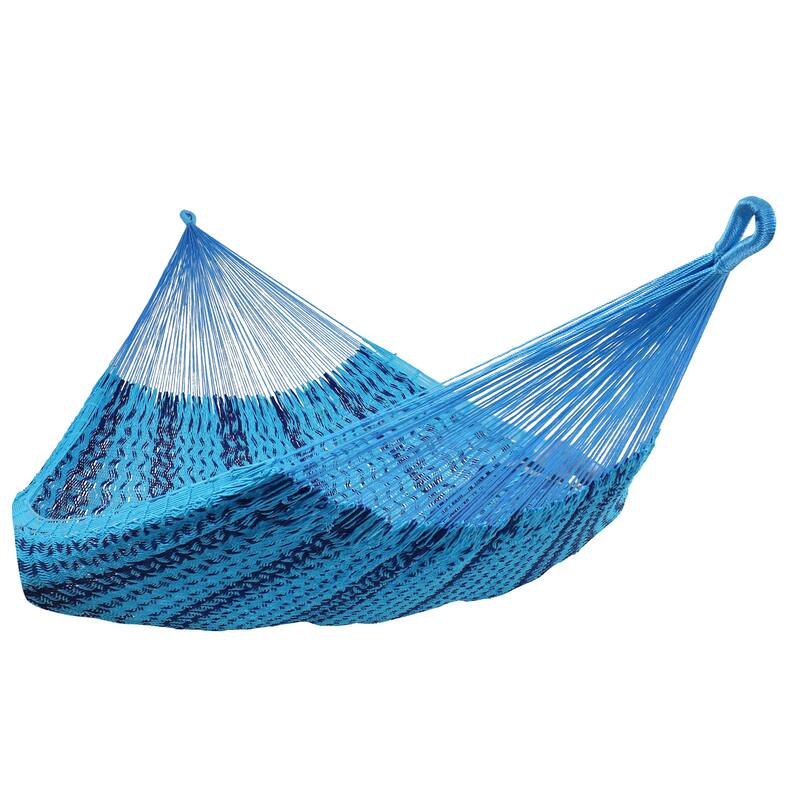 Mayan Family Hammock XXL Blue Handwoven Thick Cord - 880-lb. Capacity