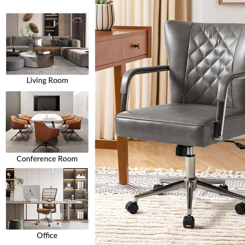 Felice Modern Swivel Height Adjustment Diamond-Tufted Office Chair by HULALA HOME