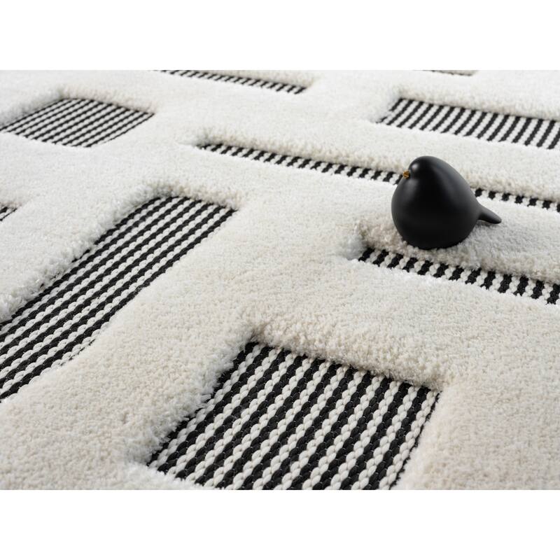 Natural Collection Modern Abstract Cream Area Rug
