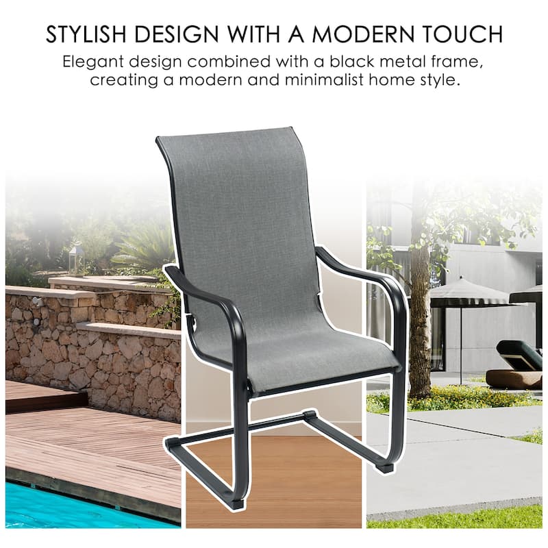 Kozyard 2Packs C-Spring Patio Chairs High Back Dining Chairs Breathable Textilene Fabric Sturdy Metal Frame