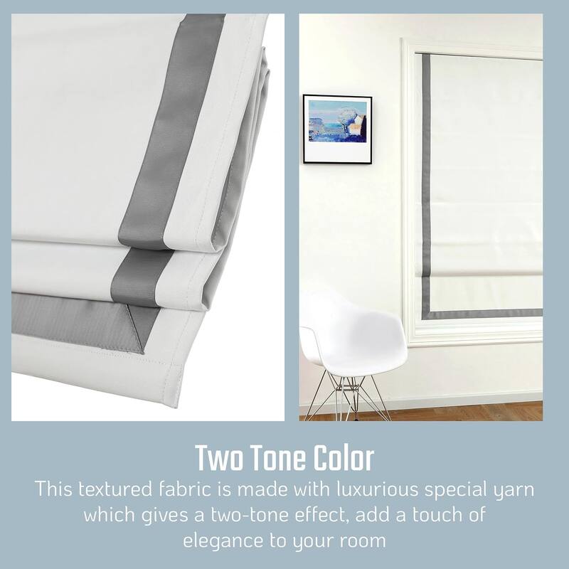 Poyester Greenwich 100% Blackout Roman Shade with Ribbon Border