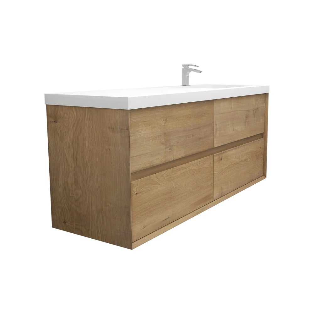 Selina 60" Wall Mounted Vanity with Single Sink on the Right - 60