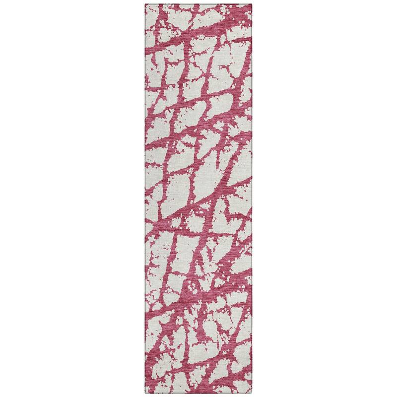Machine Washable Indoor/ Outdoor Abstract Contemporary Chantille Rug