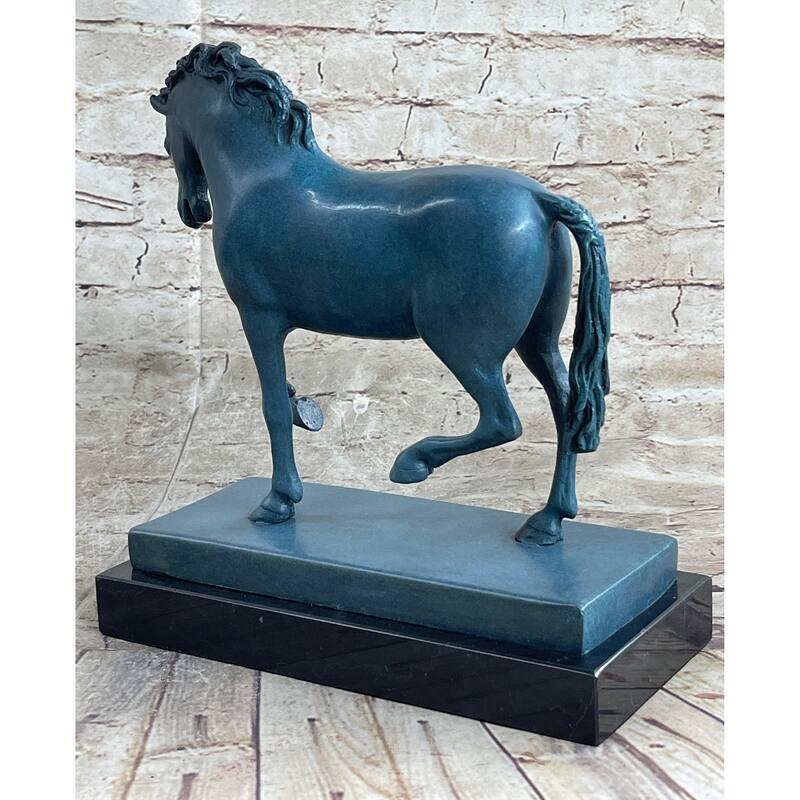 Hot Cast Bronze Chinese Tang Horse Green Blue Patina Sculpture Statue Figure