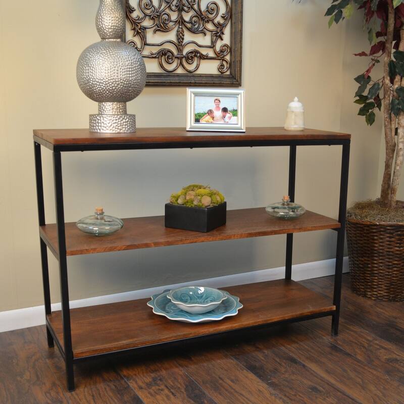 Handcrafted Rectangular Console Table - 40" - Brown and Black