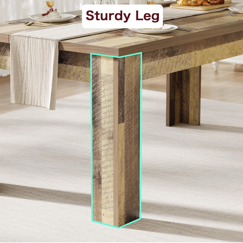 63" Wood Farmhouse Dining Table, for 4-6