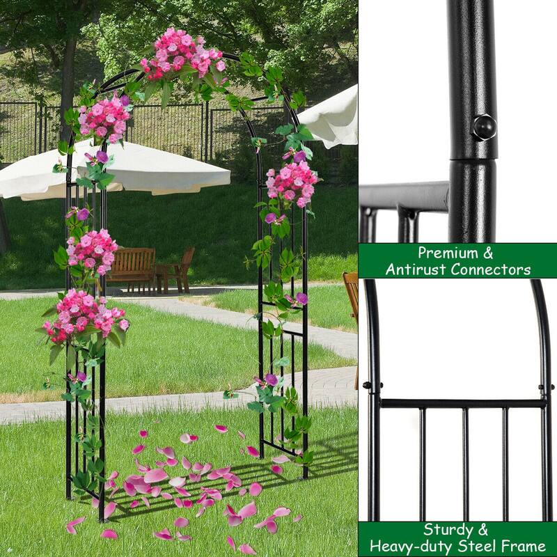 Costway 7.2Ft Garden Arch Steel Arbor Wedding Garden Decoration - See Details