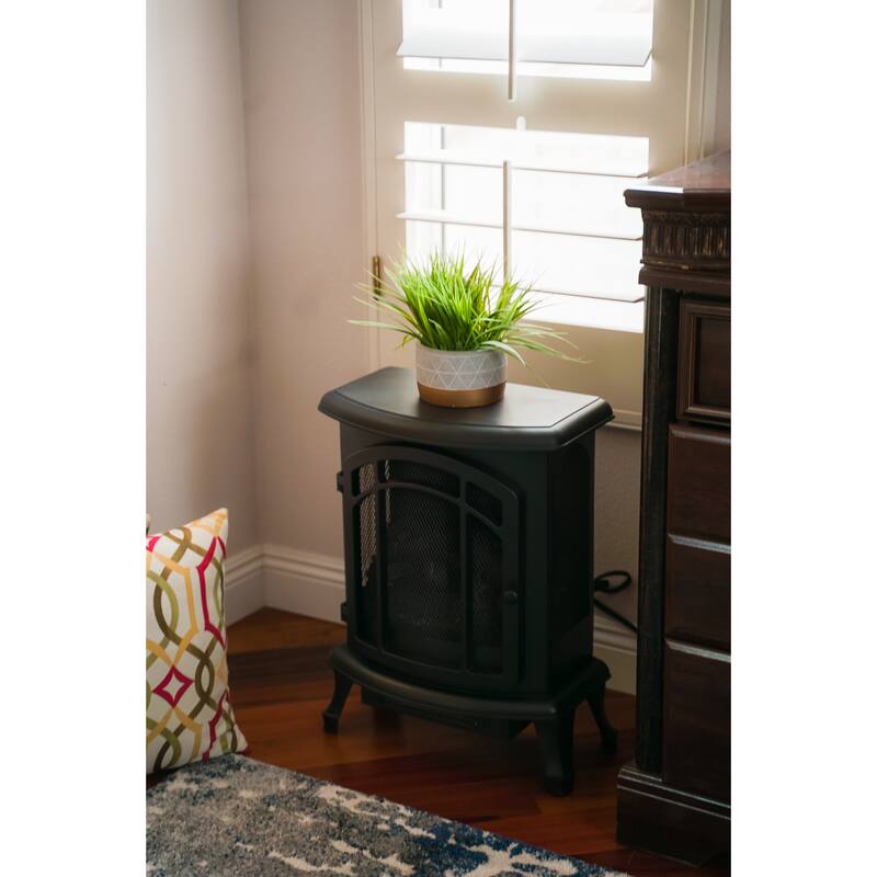 XBrand Electric Fireplace Stove, Indoor Portable Heater, LED Flame Effect, Temperature Control, 600W/1500W, 23.9" H, Black