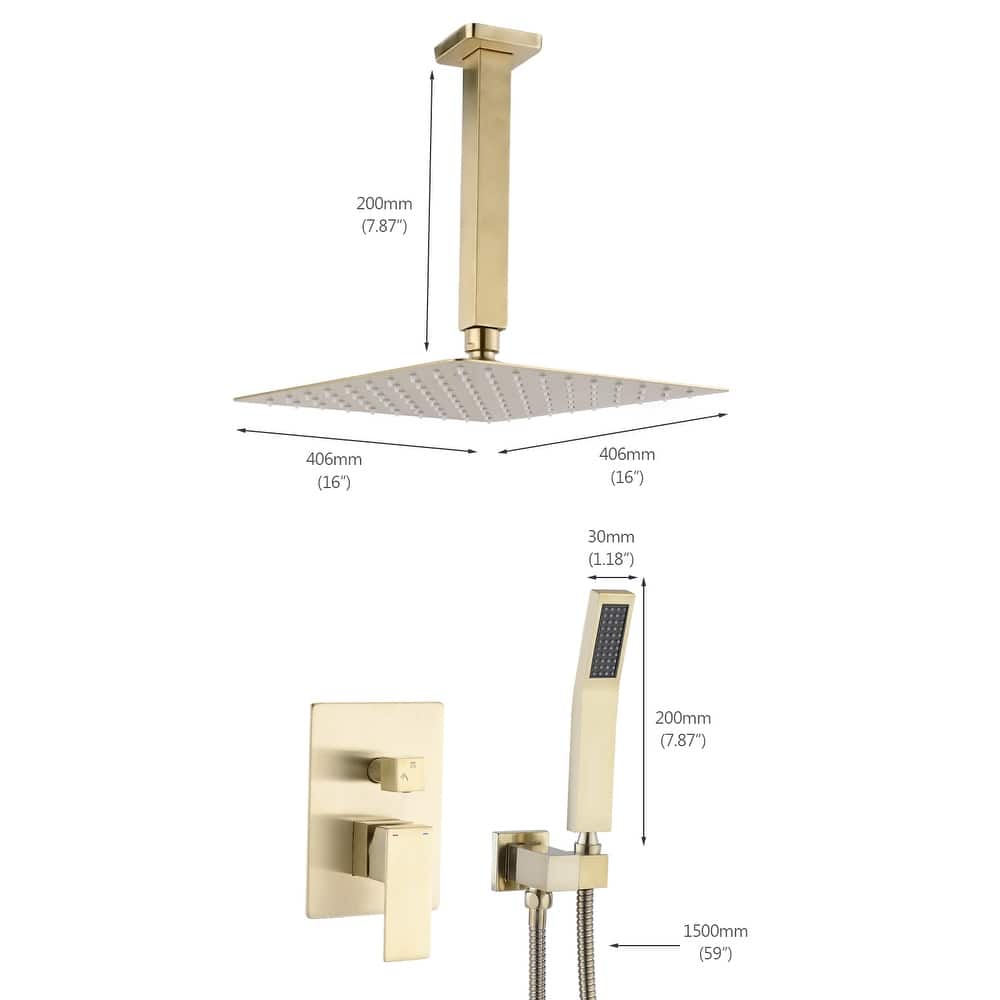 YASINU 2 Function Ceiling Mounted Square Rainfall Shower Head Bathroom Shower System Sets