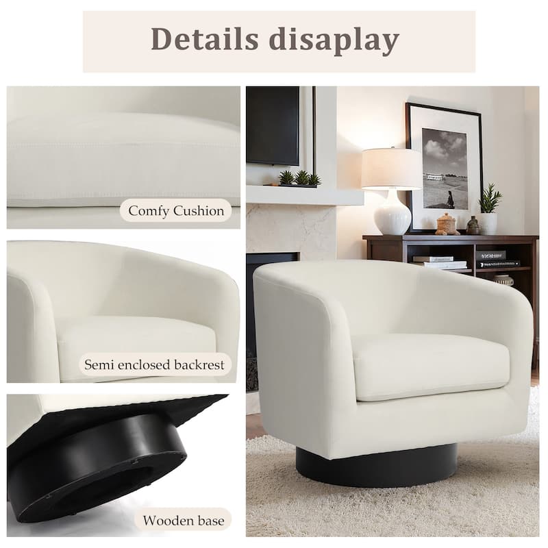 UIXE 360° Swivel Barrel Accent Chair Velvet Armchair For Living Room