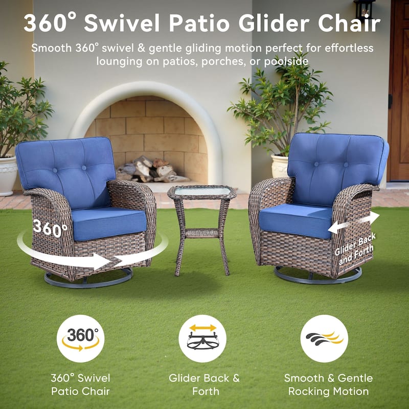 5 Pieces Pocassy Swivel Chair Table with Ottomans