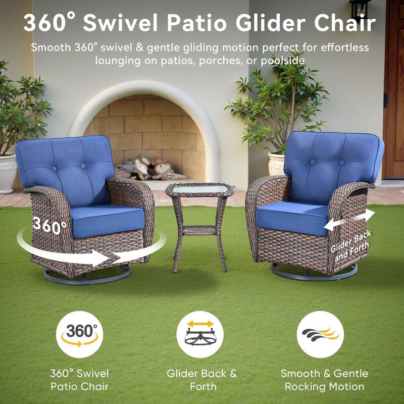 Pocassy Outdoor 30 In Fire Table with Swivel Chair Set