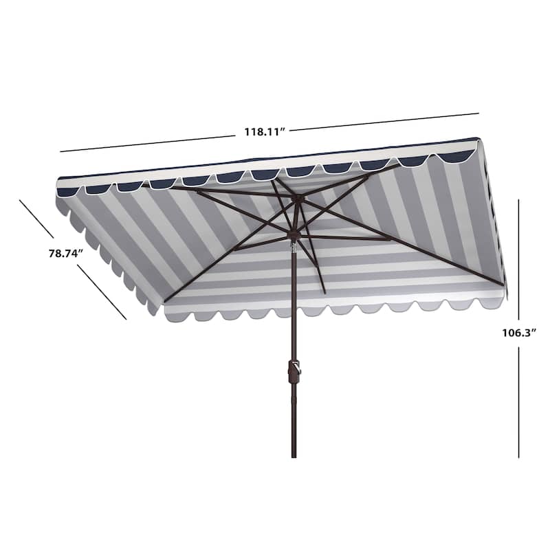 SAFAVIEH Outdoor Karma 6.5 x 10 Ft Rectangle Crank Umbrella
