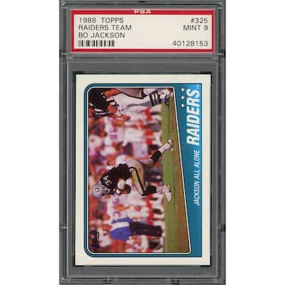 Bo Jackson Los Angeles Raiders 1988 Topps Team Leaders All Alone Football Rookie Card RC #325 Graded PSA 9 MINT - 8'6" x 11'6"