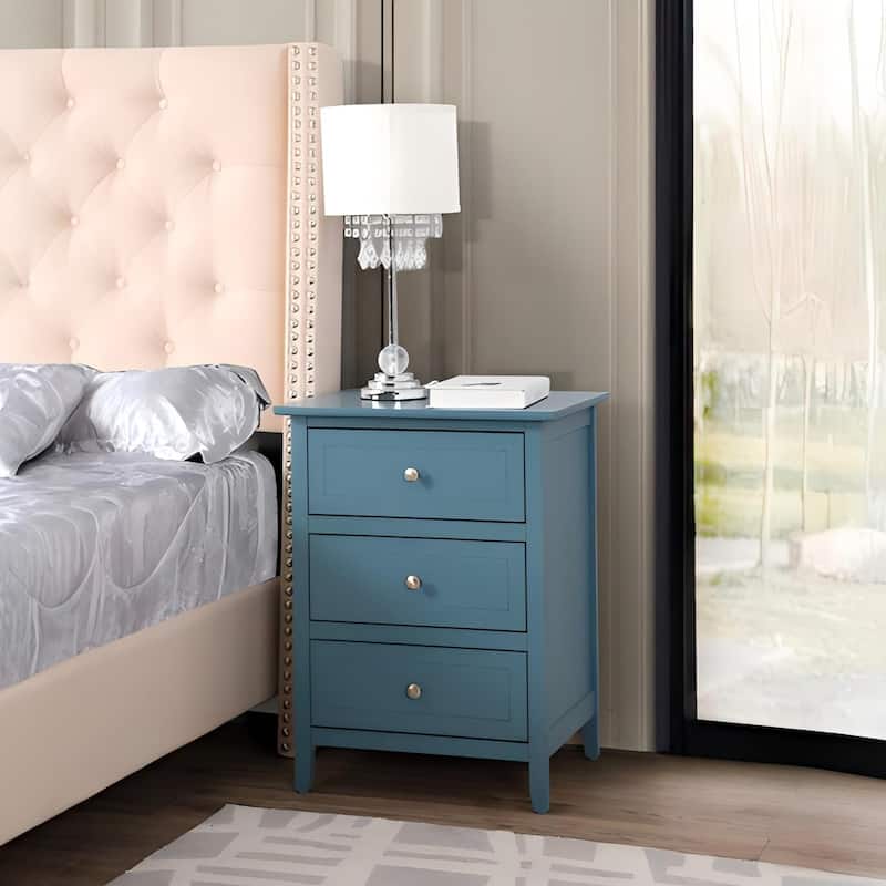 Compact Teal Nightstand with Three Drawers for Modern Bedrooms - Teal