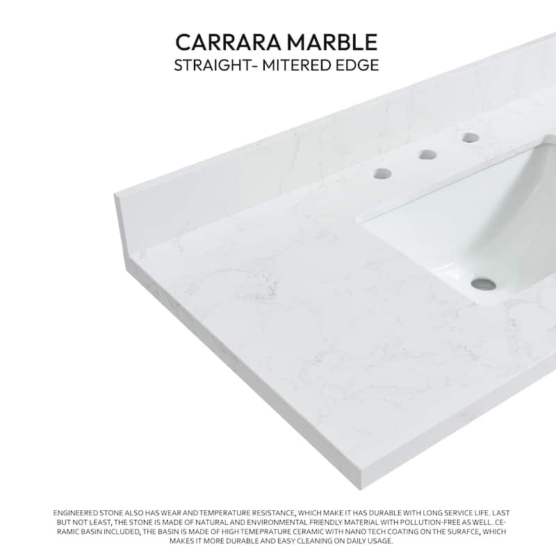 Jaen Composite Stone Vanity Top with White Rectangular Sink
