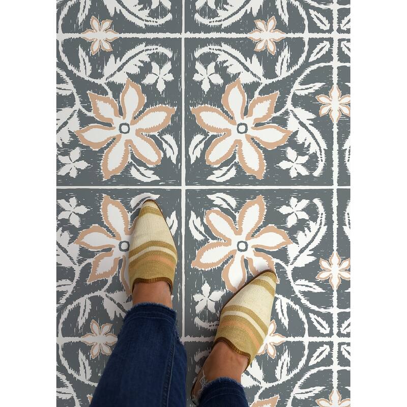 FloorPops Lillium Blue Peel and Stick Floor Tiles