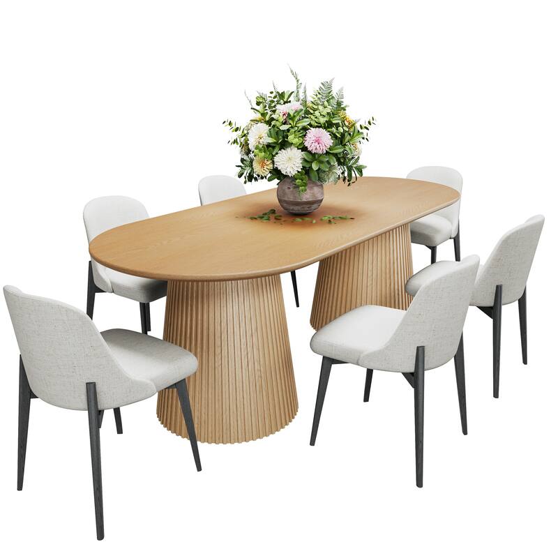 86" Double Pedestal Oval Dining Table