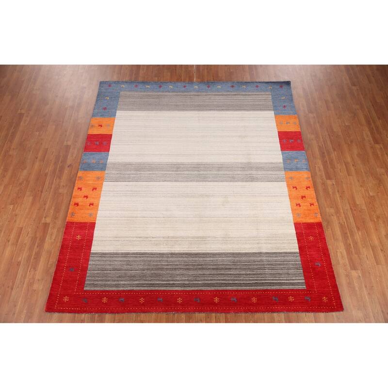 Gabbeh Indian Area Rug Hand-Knotted Wool Carpet - 8'3" x 9'8"
