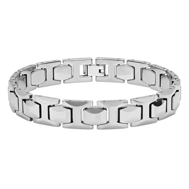Steel Nation Tungsten Beveled Edge Bracelet - White