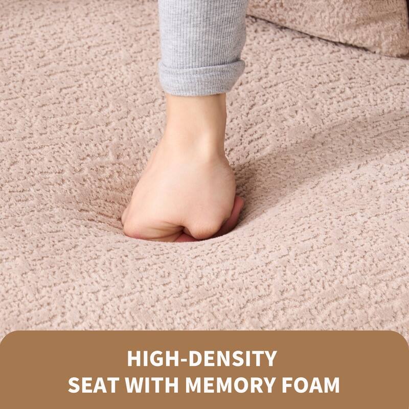 Curved Loveseat Full Compression Sponge Sofa, Chenille Fabric
