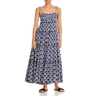 Aqua Women's Batik Tiered Maxi Dress Blue - Bed Bath & Beyond - 40576707