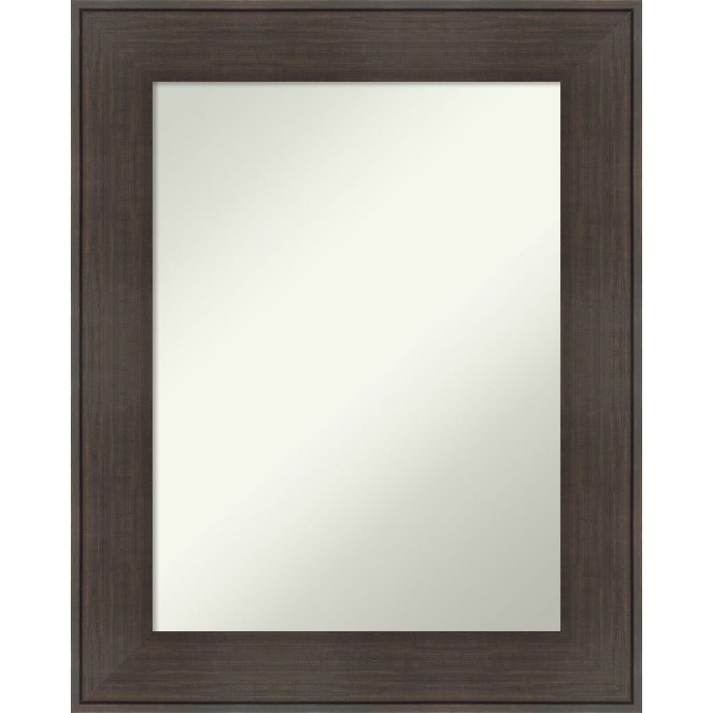 Non-Beveled Bathroom Wall Mirror - William Rustic Woodgrain Frame