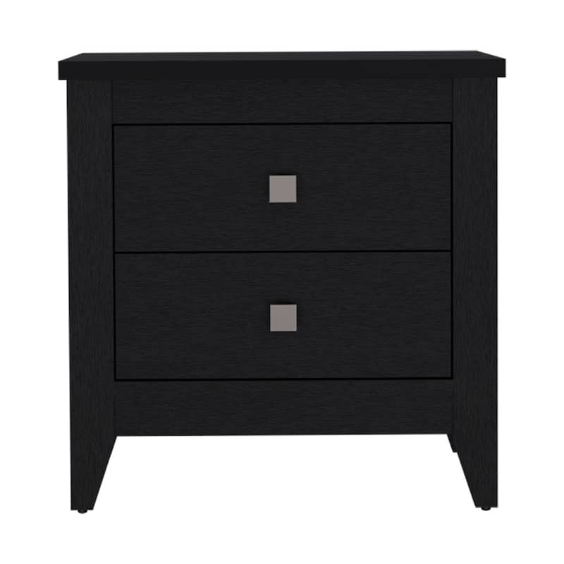 Two Shelves Nightstand with Four Legs, Black Wengue Finish