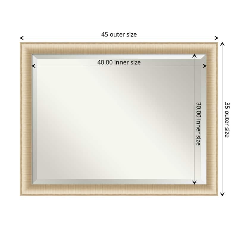 Beveled Bathroom Wall Mirror - Elegant Brushed Honey Frame