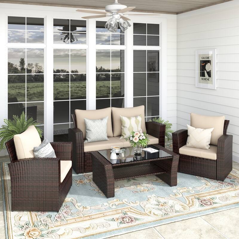 Royalcraft 4 Piece PE Rattan Wicker Outdoor Patio Furniture Set