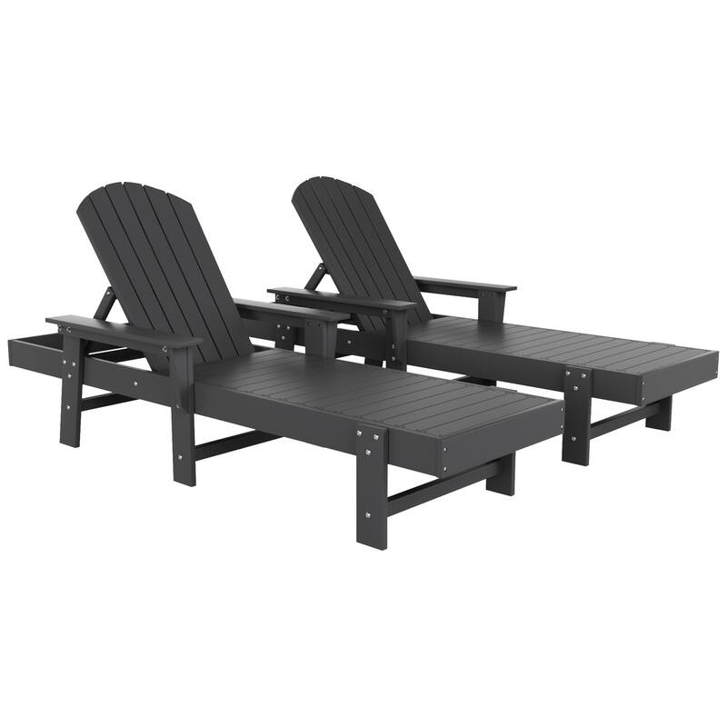 Polytrends Altura Poly Eco-Friendly All Weather Reclining Chaise Lounge with Arms (Set of 2)