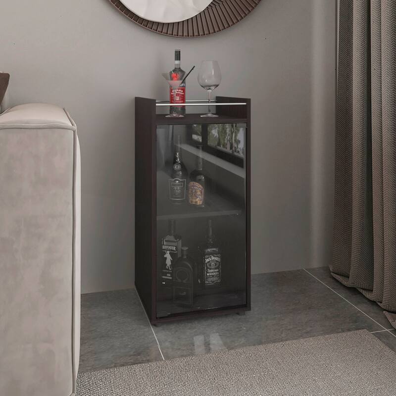 Theba Minibar Cabinet with Two Doors and Open Shelf for Modern Bar Storage