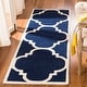 preview thumbnail 83 of 112, SAFAVIEH Handmade Chatham Vicie Modern Wool Rug 2'3" x 15' Runner - Dark Blue/Ivory - Runner