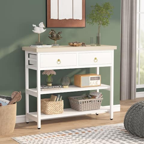 Small Console Table Sofa Table with 2 Drawers for Living Room Entryway