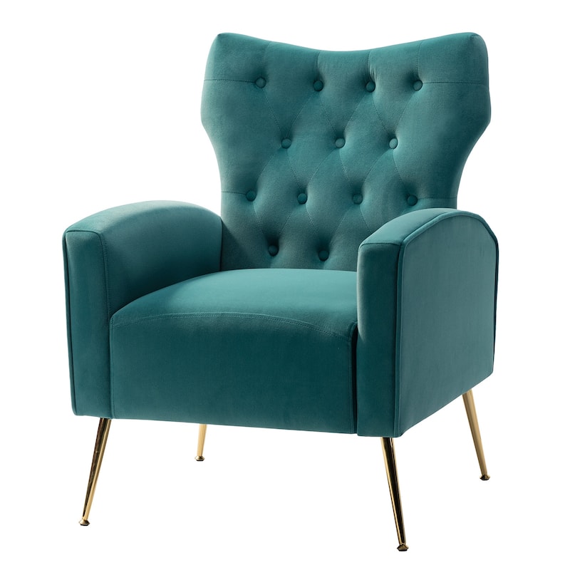 Abadiana Accent Tufted Chair with Metal Base by HULALA HOME