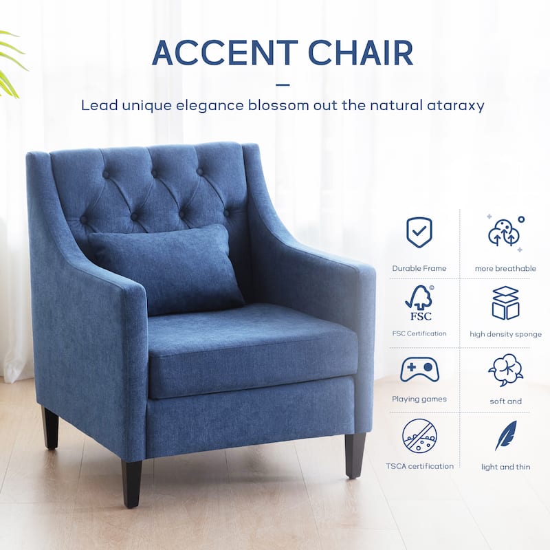 HUIMO Arm Chair Comfy Club Chair with Ottoman and Pillow