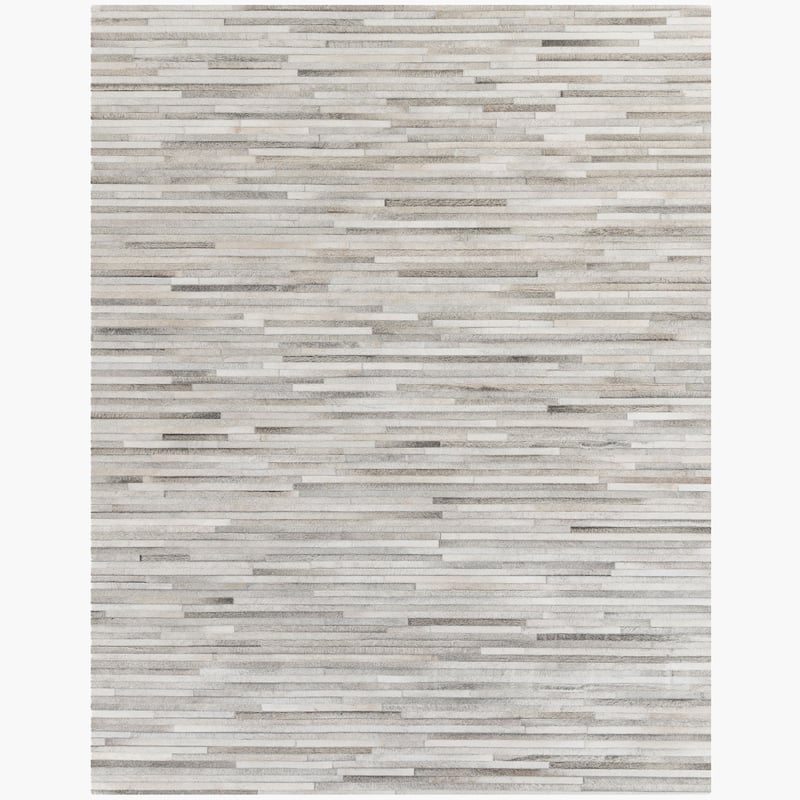 Ben Soleimani South American Cowhide Stripe Hand Woven Rug - 9' x 12' - Steel