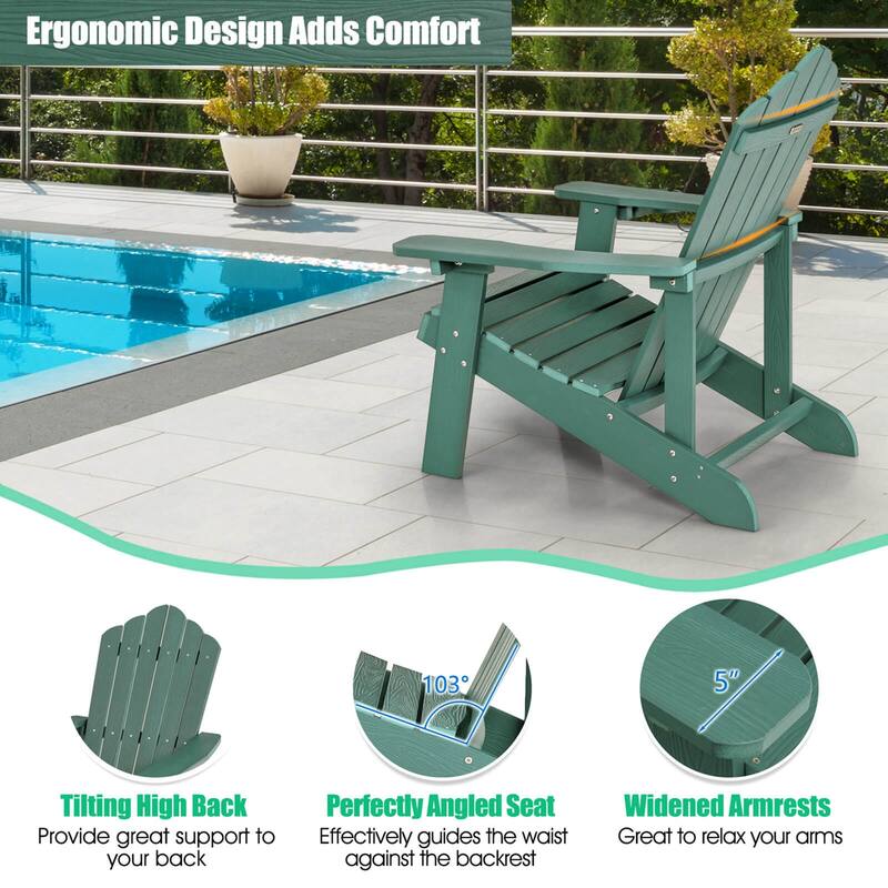 Costway Adirondack Chair HIPS Adirondack Chair with Cup Holder & - See Details