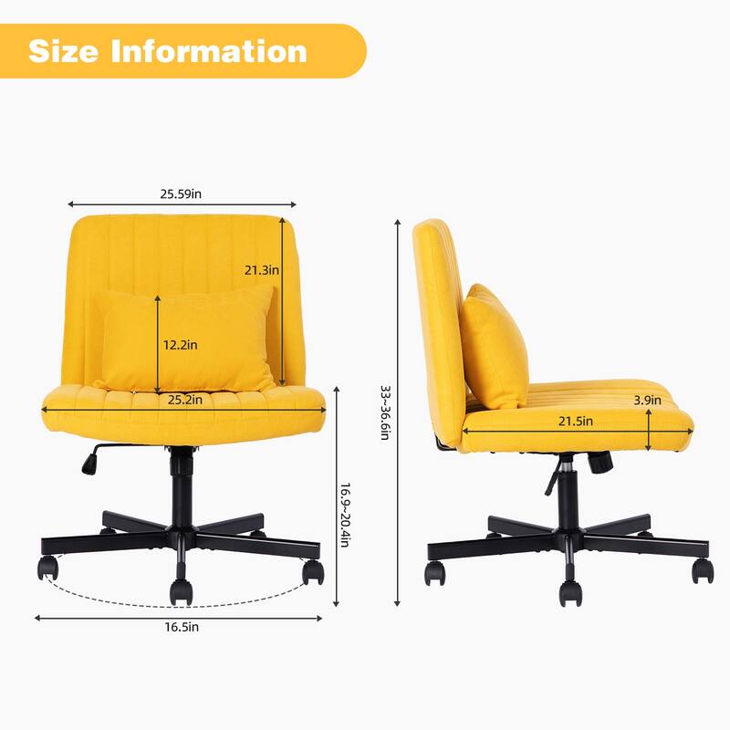 Velvet Criss Cross Armless Office Chair with Wheels - Versatile for Home Office, Meditation & Makeup