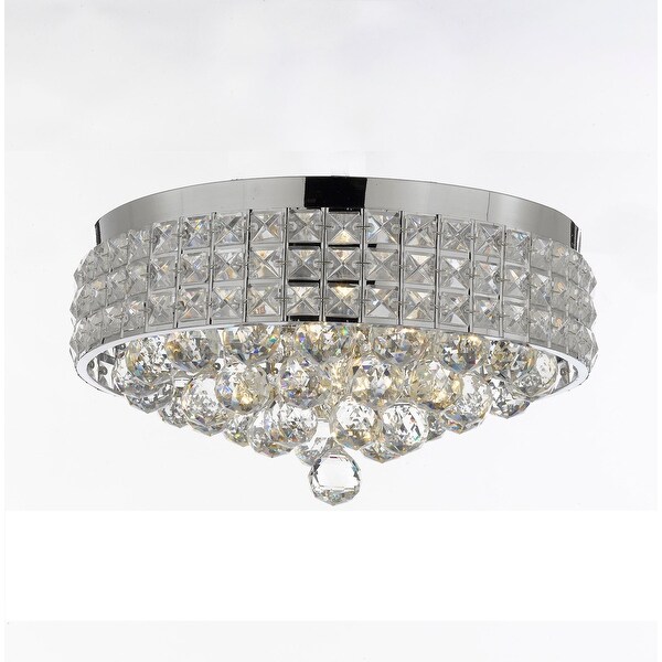 Flush Mount French Empire Crystal Chandelier with 40MM Crystal Balls Crystal Chrome