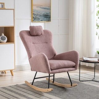 Teddy Velvet Fabric Rocking Chair with Safe Solid Wood Base - Bed Bath ...
