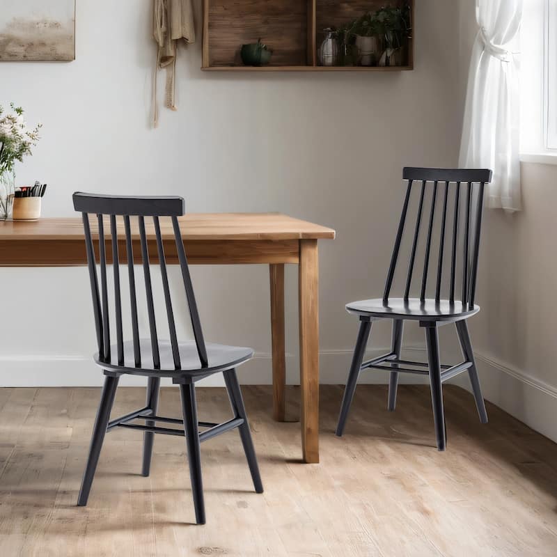 Windsor 17"Wide Spindle Dining Chairs - Set of 2 - Black