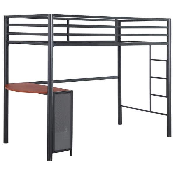 slide 2 of 14, Fisher 2-Piece Gunmetal Metal Workstation Loft Bed Set