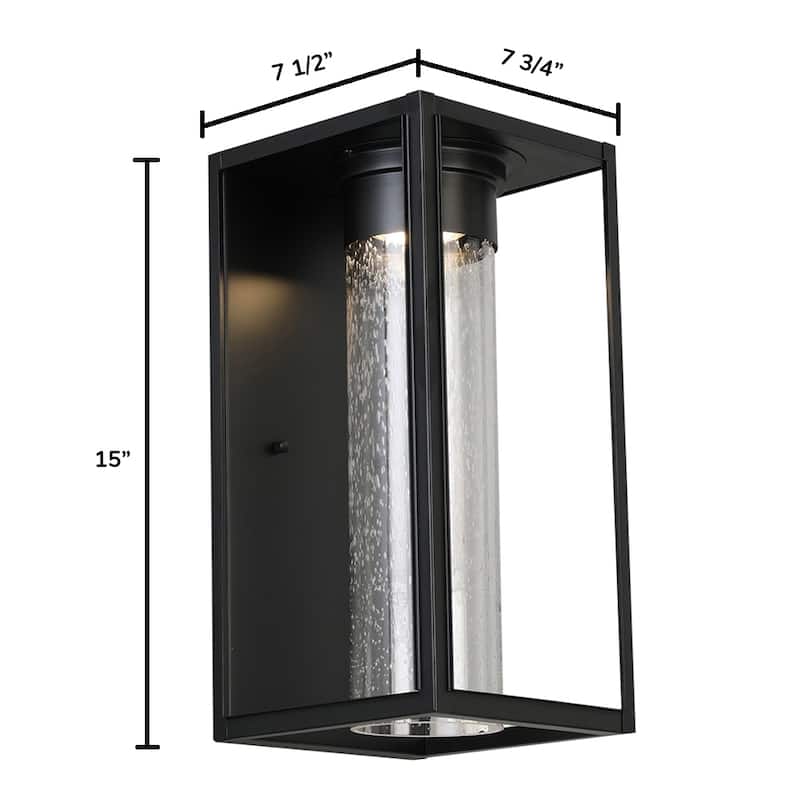 Eglo Walker Hill Matte Black LED Outdoor Wall Light with Clear Seedy Glass