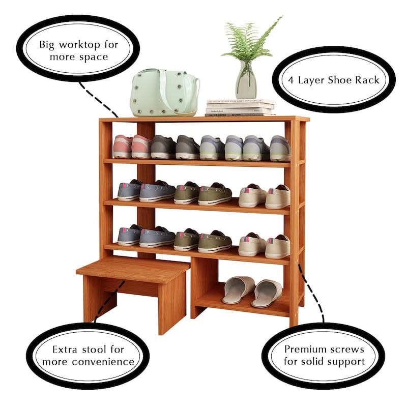 HELLO LAURA Modern Espresso Finish MDF Wood Storage Shoe 3 Shelves Storage Rack