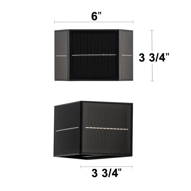 C Cattleya 2-Pack Black Solar LED Dusk to Dawn Outdoor Wall Light