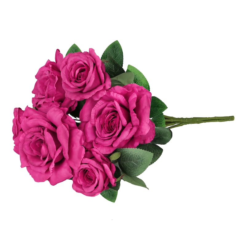 Set of 2 Magenta Artificial Grand Rose Flower Stem Bush Bouquet 22in - 22" L x 12" W x 12" DP