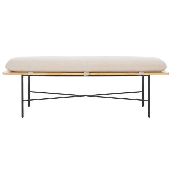 slide 2 of 5, SAFAVIEH Emric Bench with Cushion - 52"W x 16"D x 18"H Cream/Black