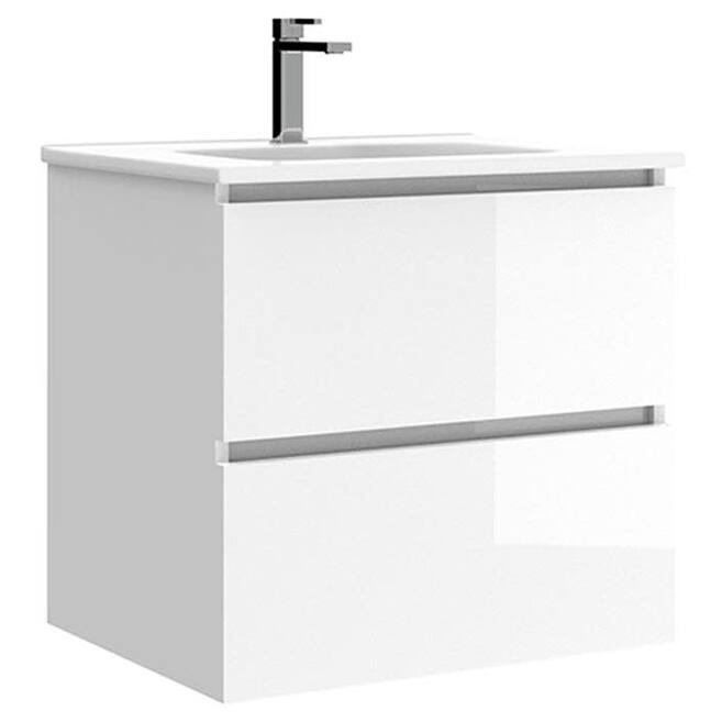 WS Bath Collections Flora C60 Flora 24" Wall Mounted Single Basin - Glossy White