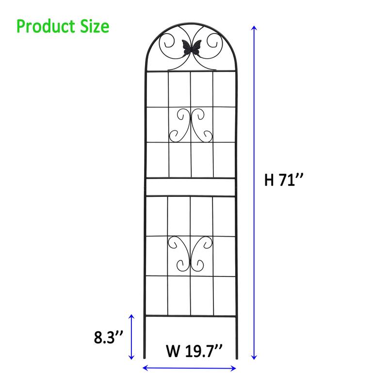Anmytek Decorative Metal Garden Trellis Set of 2 with Arch Top Daisy Motifs Green Weather Resistant Climbing Plant Support
